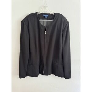 Karen Scott Woman Full Zip‎ Black Blazer Jacket Lined Women's Size 24W Timeless